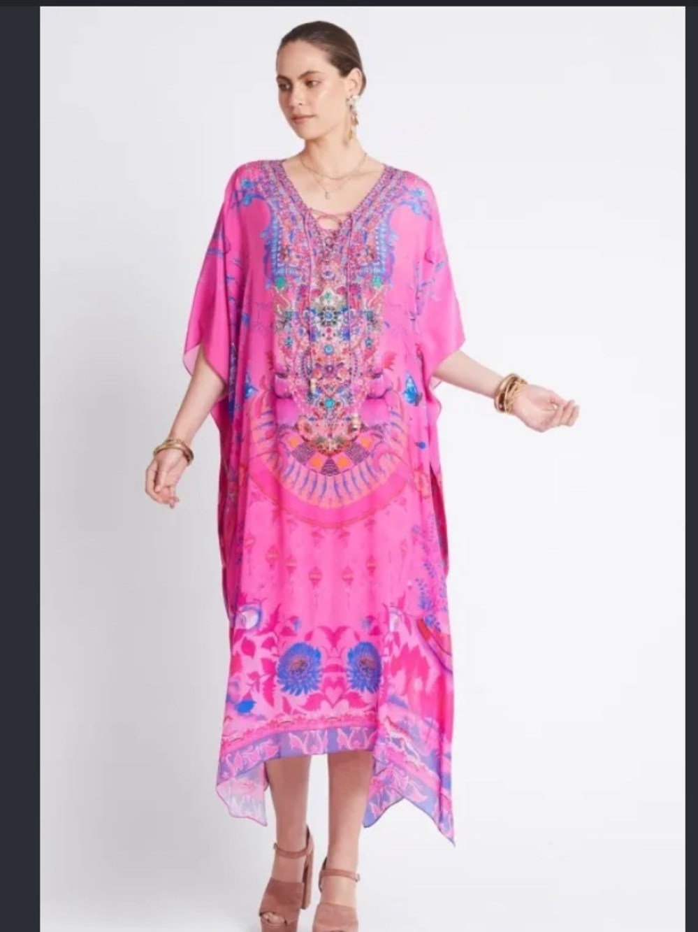 Pink Feeling Embellished Midi Kaftan Dress by Czarina OS